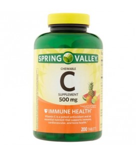 Spring Valley Croquer Vitamine C multiples arômes de fruits Complément alimentaire 200 ct