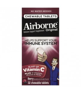 Airborne Berry comprimés à croquer 32 count - 1000 mg de vitamine C - Supplément de soutien immunitaire