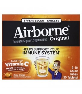 Airborne orange Zesty comprimés effervescents 30 count - 1000 mg de vitamine C - Supplément de soutien immunitaire