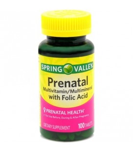 Spring Valley prénatale multivitamines - minéraux avec des comprimés d'acide folique 100 ct