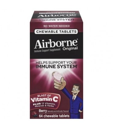 Airborne Berry comprimés à croquer 64 count - 1000 mg de vitamine C - Supplément de soutien immunitaire