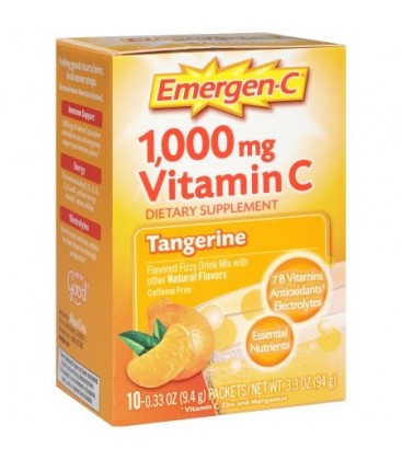 Emergen-C Mandarine Flavored 1000 mg de vitamine C Supplément boisson gazeuse Mix 10 pk