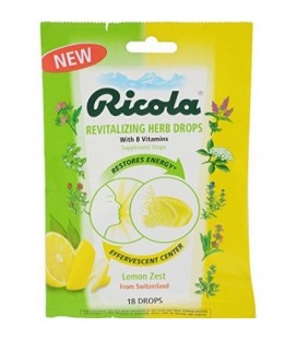 12 Paquet Ricola Revitalisant Herb vitamine B supplément Zeste de citron 18 gouttes de chaque