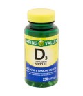 Spring Valley supplément de vitamine D3 Gélules 5000 UI 250 ct