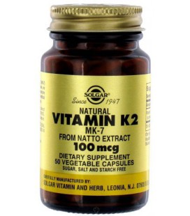 Solgar - Natural Vitamin K2 (MK-7) 100 mcg Vegetable Capsules - 50