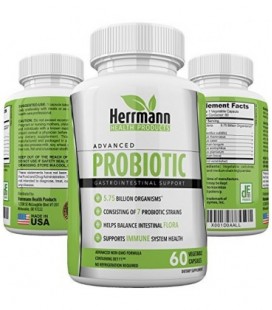 Probiotiques par Herrmann Health Products | Probiotique pour hommes et femmes | Suractivé 7 souche Formule | 5,75 milliards