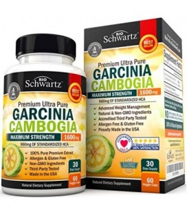 Garcinia Extrait Pur 1600mg avec 960mg HCA. Perte de poids rapide et du métabolisme des graisses. Meilleur Appétit, Extreme