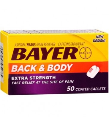 Bayer Aspirine antidouleur Extra Strength Back -amp- Body douleur 50 Ct Caplets