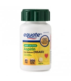 Equate faibles doses d'aspirine entérique de comprimés enrobés 81 mg 300 Ct