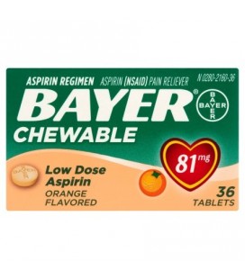 Bayer Aspirine Analgésique Regimen faible dose Comprimés à croquer orange - 81 mg 360 CT