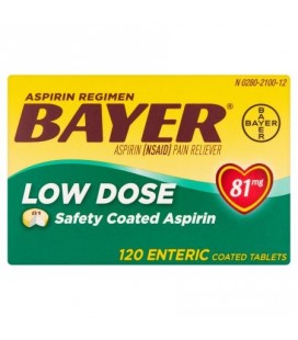 Bayer Aspirine à faible dose Regimen 81mg entériques comprimés enrobés 120 Ct