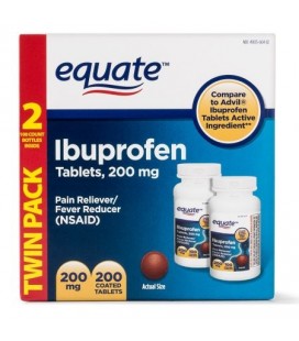 Equate Pain Relief Ibuprofen comprimés enrobés de 200 mg 100 Ct 2 Pk