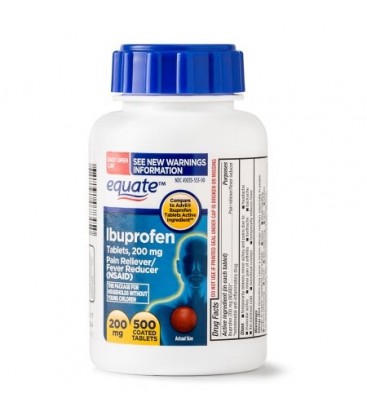 Equate Pain Relief Ibuprofen comprimés enrobés de 200 mg 500 Ct