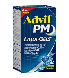 Advil PM (80 Count) Analgésique - Sleep Aid liquide Nighttime Rempli Capsule 200mg Ibuprofène 38mg diphenhydramine