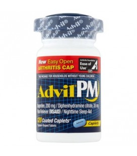 Advil PM Easy Open Cap (120 Count) Analgésique - Sleep Aid Caplet Nighttime 200mg Ibuprofène 38mg diphenhydramine