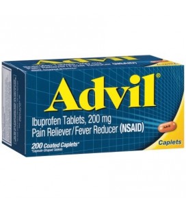 Advil (200 Count) anti-douleur - fièvre Réducteur Coated Caplet 200 mg Ibuprofen soulagement de la douleur temporaire