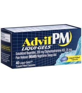 Advil PM (40 Count) Analgésique - Sleep Aid liquide Nighttime Rempli Capsule 200mg Ibuprofène 38mg diphenhydramine