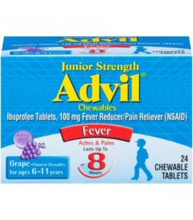 Advil Force junior Fièvre réducteur - analgésique comprimés croquables 100 mg Ibuprofen (arôme de raisin 24 Count paquet de