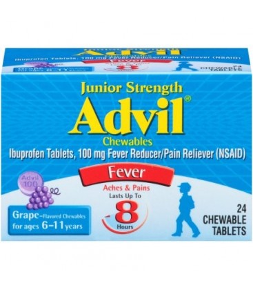 Advil Force junior Fièvre réducteur - analgésique comprimés croquables 100 mg Ibuprofen (arôme de raisin 24 Count paquet de