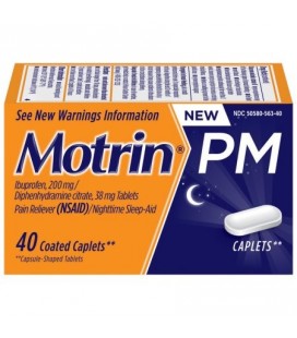 Motrin PM Caplets Ibuprofène soulagement de douleurs mineures de nuit 40 comte