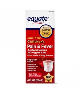 Equate enfants suspension Acétaminophène cerise sans colorant 160 mg 4 Oz