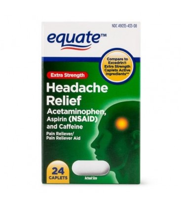 Equate Maux de tête extra Force de secours acétaminophène caplets 250 mg 24 Ct