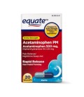 Equate Force supplémentaire PM Acetaminophen Gelcaps à action rapide 500 mg 20 Ct