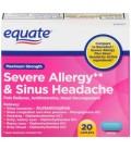 Equate Force maximale Allergie sévère et Sinus Maux de tête Acetaminophen Caplets 325 mg 20 Ct