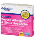 Equate Force maximale Allergie sévère et Sinus Maux de tête Acetaminophen Caplets 325 mg 20 Ct