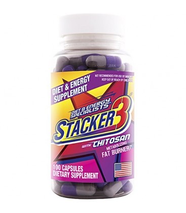 Stacker 3 métaboliser brûleur de graisse avec chitosan, 100 capsules