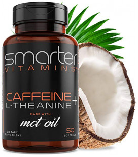 Keto 200mg Caffeine - Huile MCT 100% Coco + 100mg L-Theanine - 50 softgels