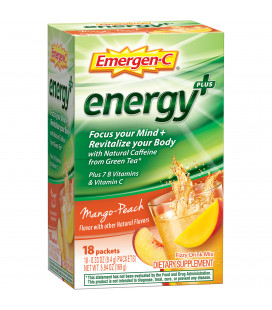 Emergen-C Energy - (18 Count la saveur mangue-Peach) Supplément diététique Mélange de boisson avec la caféine 033 Packets o