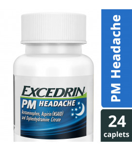 Excedrin PM Caplets sans caféine pour soulager la douleur des maux de tête et Sleep-Aid Nighttime 24 count