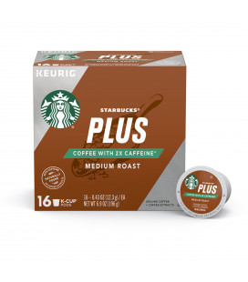 Starbucks café plus moyen rôti 2X caféine simple tasse de café pour Keurig Brewers une boîte de 16 (16 Total K-Cup pods)