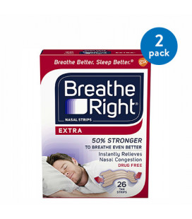 (2 Pack) Breathe Right bandes nasales pour arrêter de ronfler sans drogue Tan supplémentaire 26 count