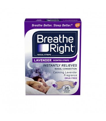 Breathe Right bandes nasales pour arrêter de ronfler sans drogue lavande Calmer 26 count