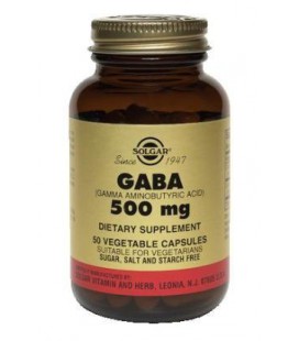 GABA 500 mg - Used to assemble hormones, enzymes neurotransmitters, 100 Vcaps,(Solgar)