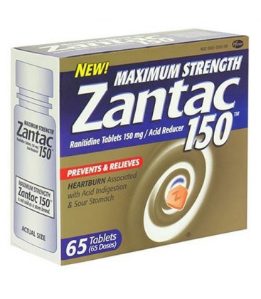 Maximum Strength Zantac 150 Acid Reducer, 65-Count Bottle