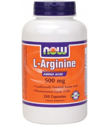 NOW Foods Arginine 500mg, 250 Capsules