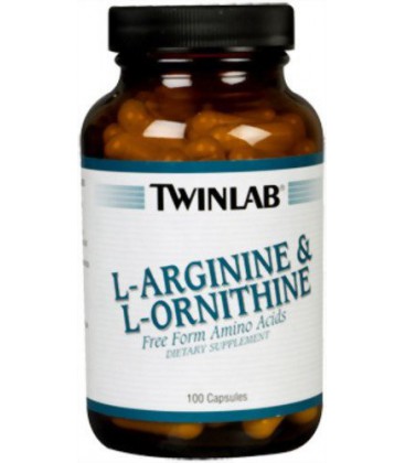 Twinlab L-Arginine and L-Ornithine, 100 Capsules (Pack of 2)