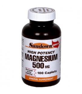 Sundown High Potency Magnesium, 500 mg, 100 Caplets (Pack of 4)