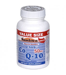 Sundown Q-Sorb Co Q-10, 50 mg, Value Size, 100 Softgels (Pack of 2)