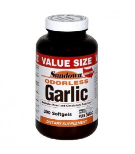 Sundown Odorless Garlic, Value Size, 300 Softgels (Pack of 2)