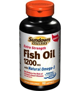 Sundown Fish Oil, 1200 mg, Omega-3 Extra Strength, 90 Softgels (Pack of 3)