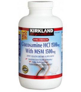 Kirkland Signature Extra Strength Glucosamine HCI 1500mg, With MSM 1500 mg,  375-Count  Tablets