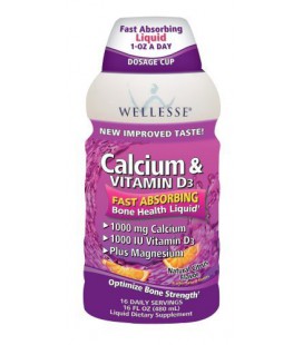 Wellesse Calcium & Vitamin D3, 1000mg, Natural Citrus Flavor, 16-Ounce Bottles (Pack of 2)
