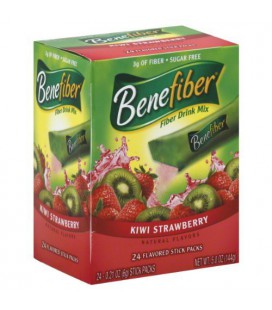 Benefiber Fiber Drink Mix, Kiwi Strawberry 24 - 0.21 oz (6 g) stick packs [5 oz (144 g)]