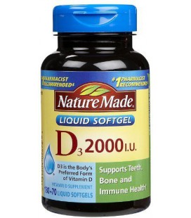 Nature Made, Vitamin D3 2,000 I.U. Liquid Softgels, 250-Count