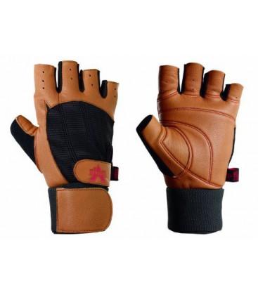 Valeo Ocelot Wrist Wrap Glove, Tan and Black, Large