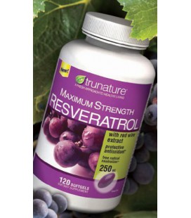 TruNature Resveratrol Maximum Strength with red Wine Extract-250mg -120 Softgels